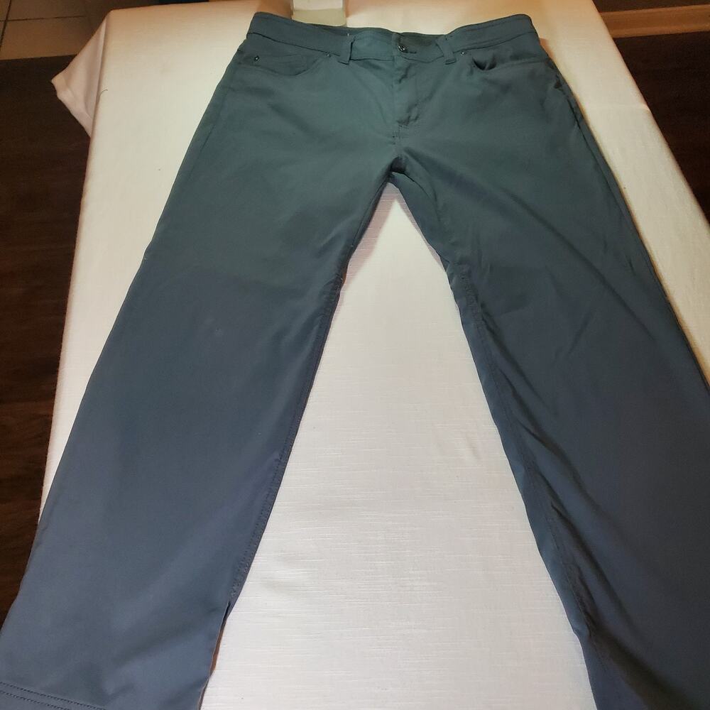 prAna Men's Size 36x30 Gray Flat Front Stretch Slim Pants Trousers